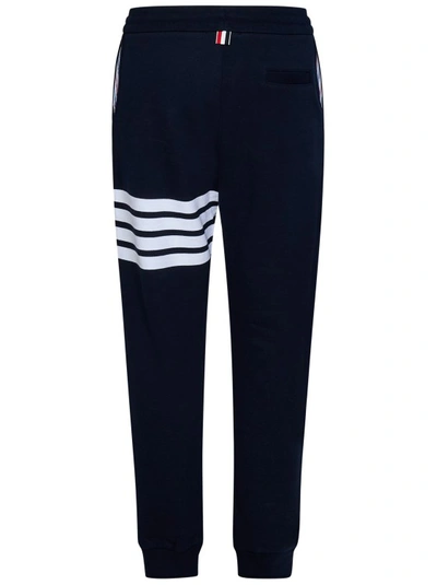 Shop Thom Browne Navy Blue Loopback Cotton Track Pants In Black