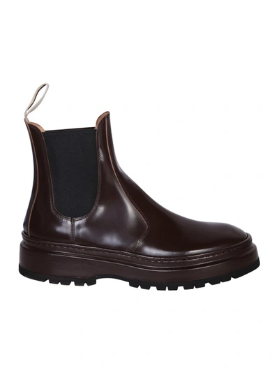 Shop Jacquemus Brown Leather Ankle Boots
