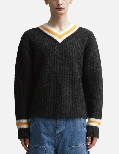 Shop Stussy Mohair Tennis Sweater In Grey