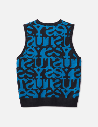 Shop Stussy Stacked Sweater Vest In Blue
