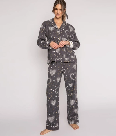 Shop Pj Salvage Flannel Pajama Set In Pewter