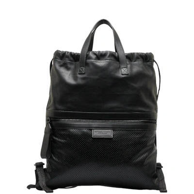 Shop Bottega Veneta Black Leather Backpack Bag ()