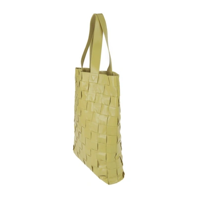 Shop Bottega Veneta Cassette Yellow Leather Tote Bag ()