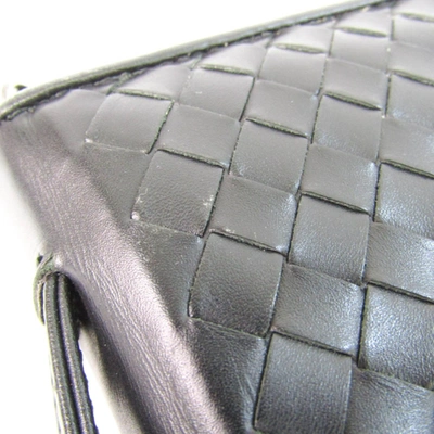 Shop Bottega Veneta Intrecciato Black Leather Wallet  ()