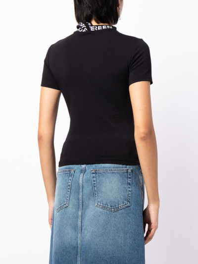 Shop Y/project Triple Collar T-shirt Woman Black In Cotton