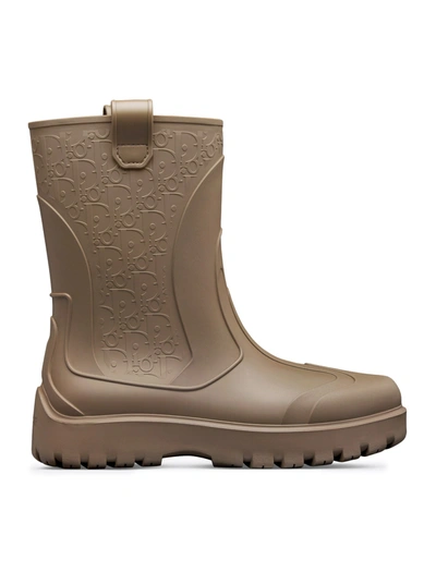 Shop Dior Garden Boot Rubber Oblique In Brown