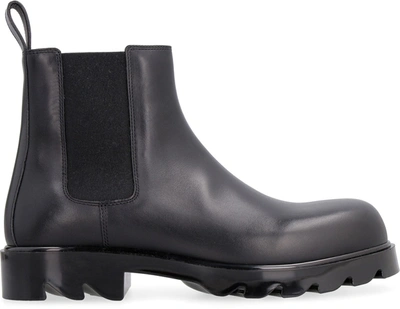 Shop Bottega Veneta Strut Leather Chelsea Boots In Black