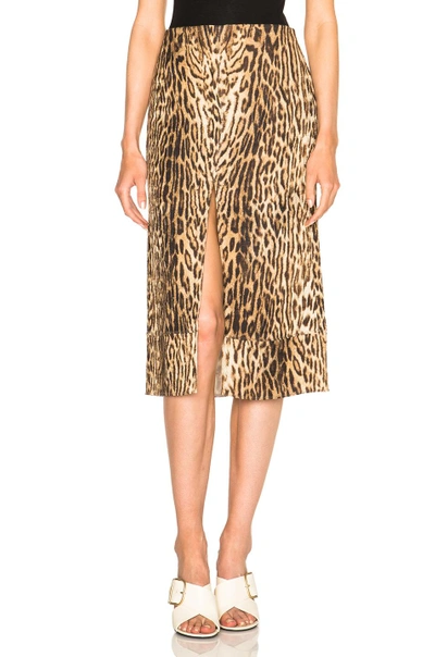 Shop Chloé Printed Leopard Jacquard Skirt In Multicolored Tawny