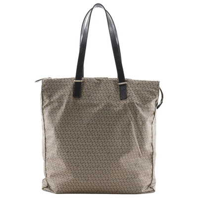 Shop Fendi Zucchino Brown Synthetic Tote Bag ()