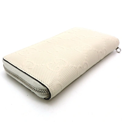 Shop Gucci Gg Embossé White Leather Wallet  ()