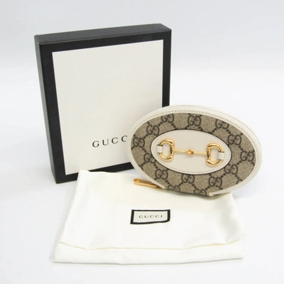Shop Gucci Horsebit Beige Canvas Wallet  ()