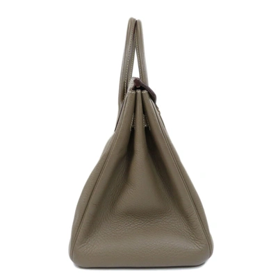 Shop Hermes Hermès Birkin 35 Grey Leather Tote Bag ()