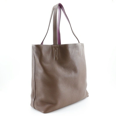 Hermes Double Sens Bag Clemence Leather In Brown