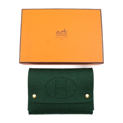 Shop Hermes Hermès Jige Green Wool Wallet  ()