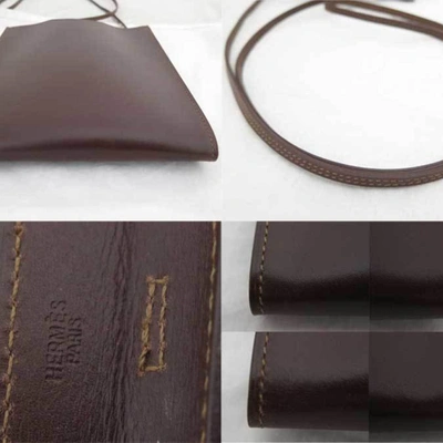 Shop Hermes Hermès Onimetou Brown Leather Shoulder Bag ()