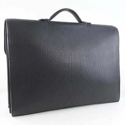 Shop Hermes Hermès Sac À Dépêches Black Leather Briefcase Bag ()