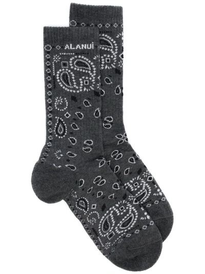 Shop Alanui Bandana Ankle Socks In Gray
