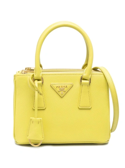 Shop Prada Galleria Saffiano Leather Mini-bag In Yellow