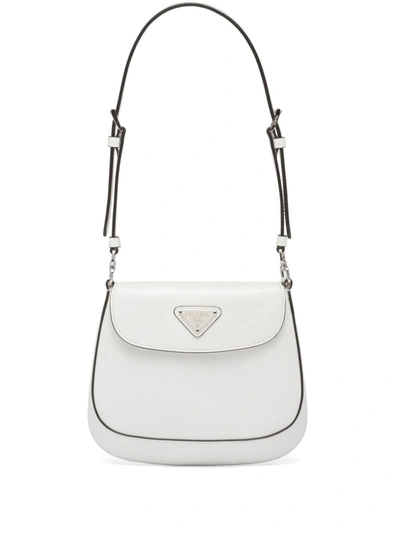 Shop Prada Mini Cleo Leather Shoulder Bag In Silver
