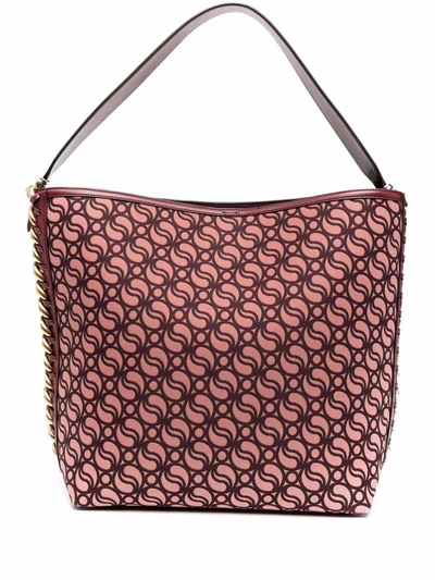 Shop Stella Mccartney Chain-link Trim Monogram Tote Bag In Pink