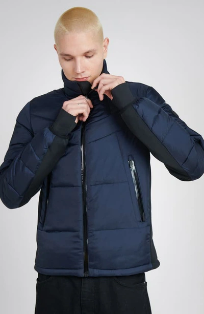 Shop The Recycled Planet Company Racer Ripstop Puffer Jacket In Midnight