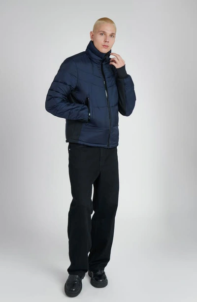 Shop The Recycled Planet Company Racer Ripstop Puffer Jacket In Midnight