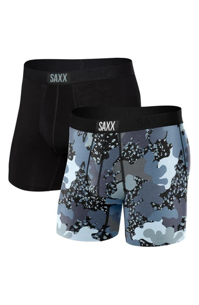 Shop Saxx 2-pack Vibe Supersoft Slim Fit Performance Boxer Briefs In Terrazzo Camo/ Black