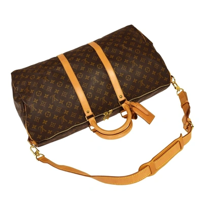 Louis Vuitton Keepall Bandouliere 55 Brown Canvas Travel Bag (Pre-Owne