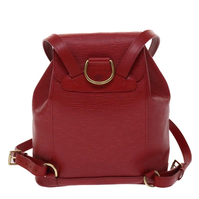 Pre-owned Louis Vuitton Montsouris Red Leather Backpack Bag ()