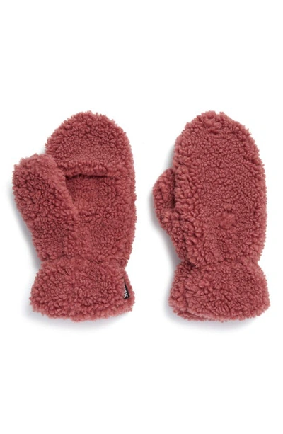 Shop Apparis Coco Luxe Teddie Faux Shearling Mittens In Dusty Rose
