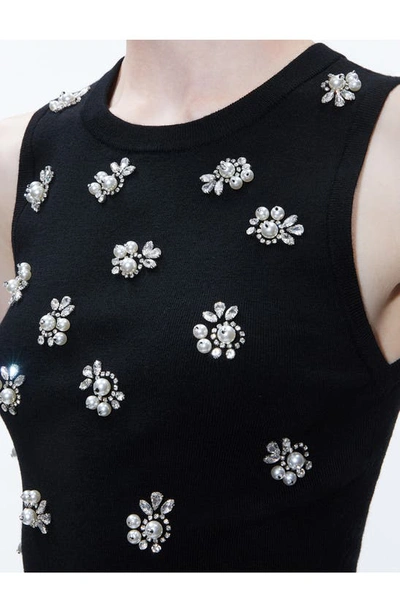 Shop Alice And Olivia Amity Embellished Crop Sweater Tank In Black