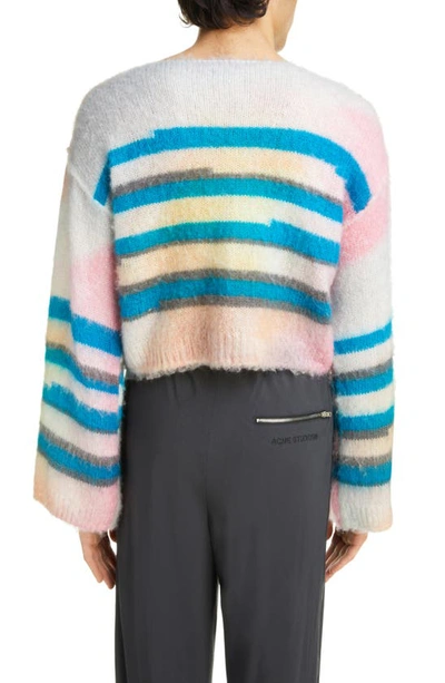 Shop Acne Studios Stripe Crop Sweater In Blue/ Multi