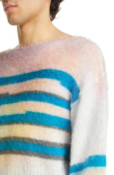 Shop Acne Studios Stripe Crop Sweater In Blue/ Multi