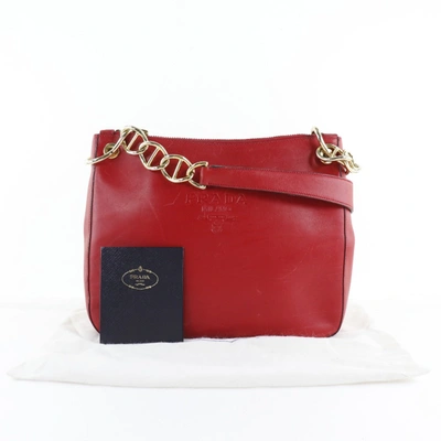 Shop Prada -- Red Leather Shoulder Bag ()
