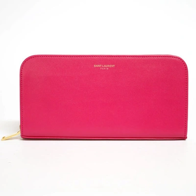 Shop Saint Laurent Pink Pony-style Calfskin Wallet  ()