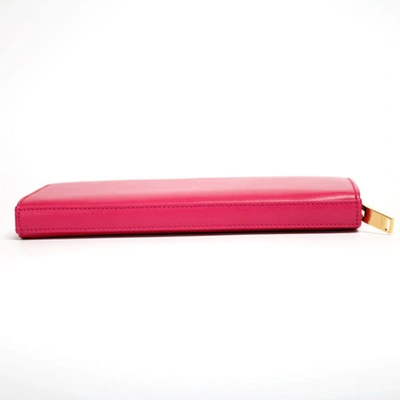 Shop Saint Laurent Pink Pony-style Calfskin Wallet  ()