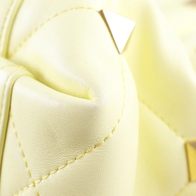 Shop Valentino Garavani Roman Stud Yellow Pony-style Calfskin Tote Bag ()