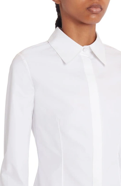 Shop Valentino Fitted Cotton Poplin Button-up Shirt In Bianco Ottico
