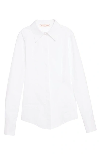 Shop Valentino Fitted Cotton Poplin Button-up Shirt In Bianco Ottico