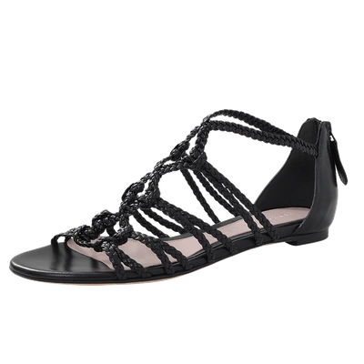 Shop Alexander Mcqueen Braided Gladiator Sandal In Black