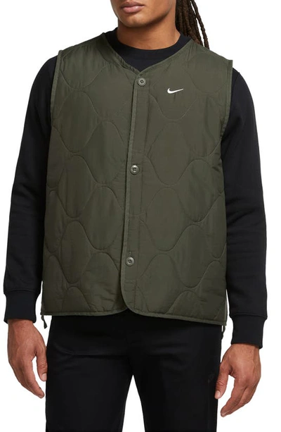 Shop Nike Woven Insulated Military Vest In Cargo Khaki/ White