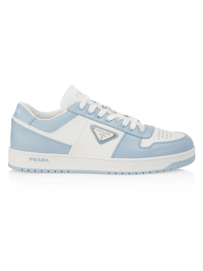 Prada Downtown Leather White / Sky Blue Low Top Sneakers - Sneak in Peace