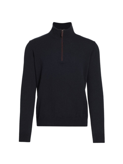 Shop Saks Fifth Avenue Men's Collection Cashmere Quarter-zip Sweater In Navy
