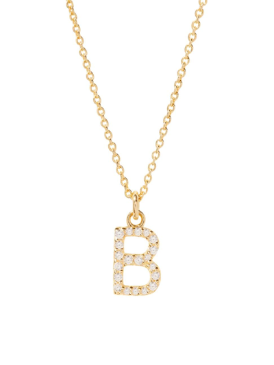 Shop Brook & York Women's Blaire 14k-yellow-gold Vermeil & 0.3-0.11 Tcw Diamond Initial Pendant Necklace In Initial B