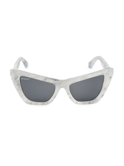 Shop Off-white Men's Edvard 57mm Cat-eye Sunglasses In Marble Grey