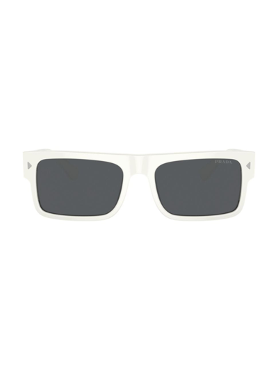 Shop Prada Men's 59mm Rectangular Sunglasses In White Smoke