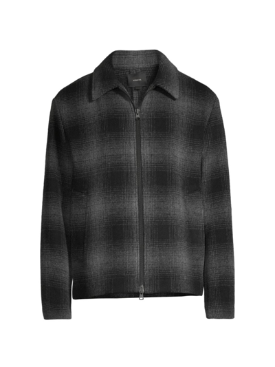 Shop Vince Men's Wool Plaid Shirt Jacket In Heather Black Grey