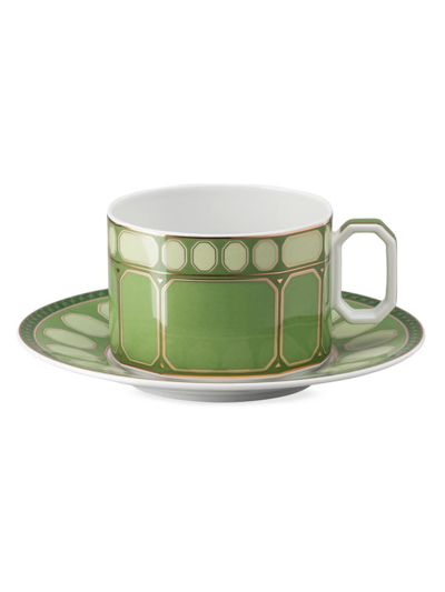 Shop Rosenthal Swarovski X  Signum Teacup & Saucer Set In Green