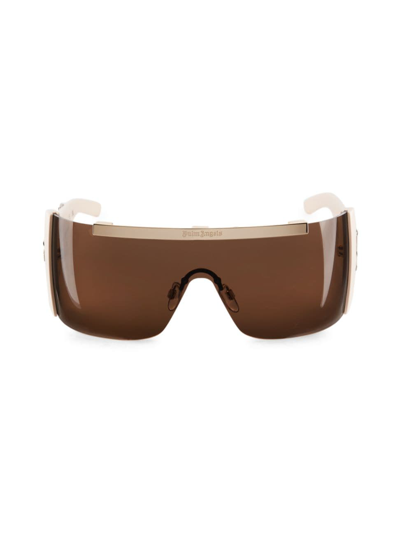 Shop Palm Angels Men's 137mm Los Angeles Mask Sunglasses In Cream Brown