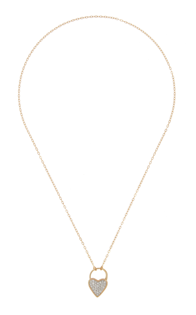 Shop Yvonne Léon Padlock Heart Gold Diamond Necklace/earring